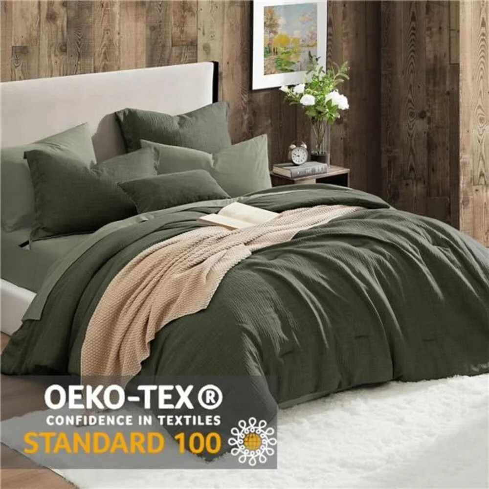 King Comforter Set - 7 Pieces Comforter King Size, Soft Solid Bedding Set